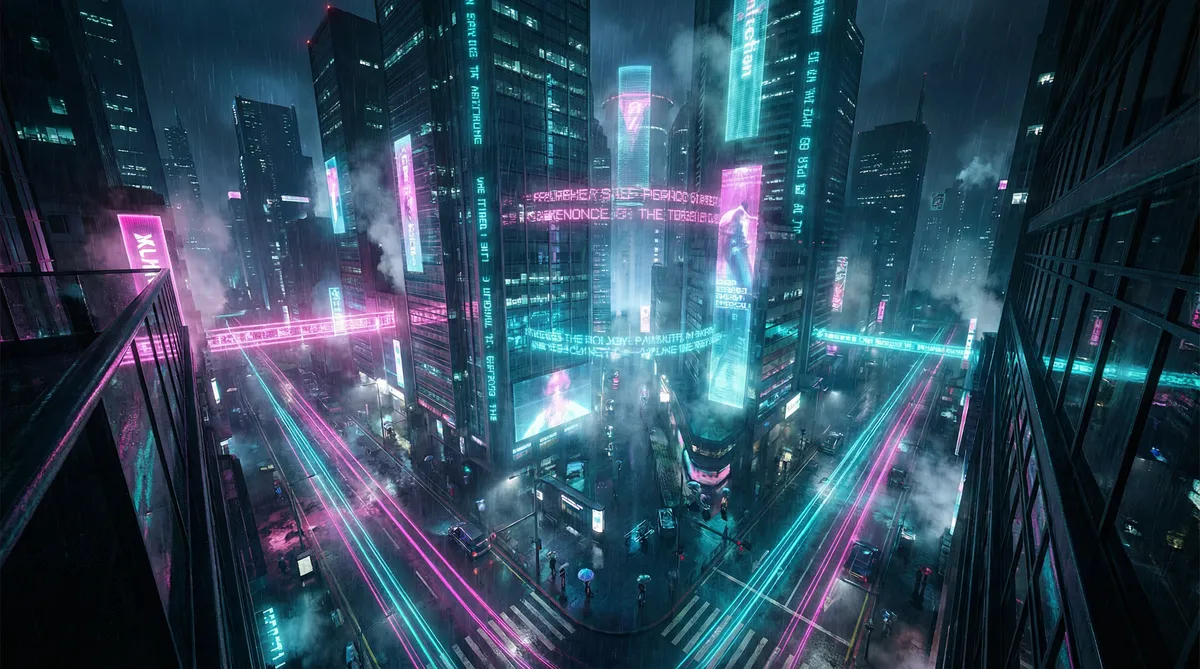 无能的丈夫 竖屏短剧平台首页背景 - 赛博朋克都市夜景